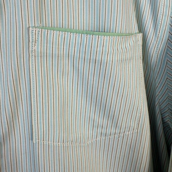 Tommy Bahama Jeans Striped Button Down Shirt Men's Large Blue Ivory Preppy Dad - Picture 8 of 14